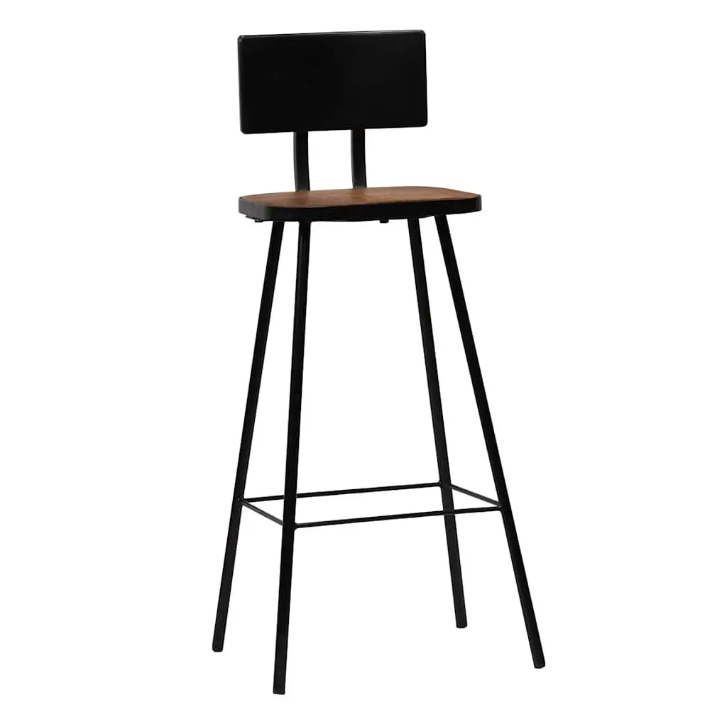 Bar Stools Brown Solid Reclaimed Wood Industrial 4 Piece Footrests