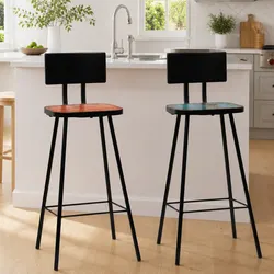 Brown Bar Stools 2 pcs with Reclaimed Wood