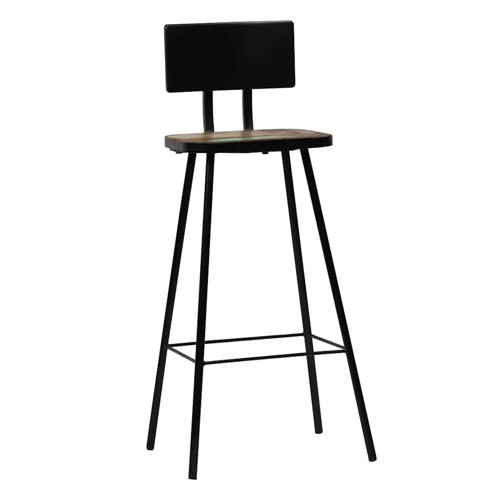 Bar Stools Brown 2 Piece Reclaimed Wood Industrial Kitchen Counter Chairs with Footrest