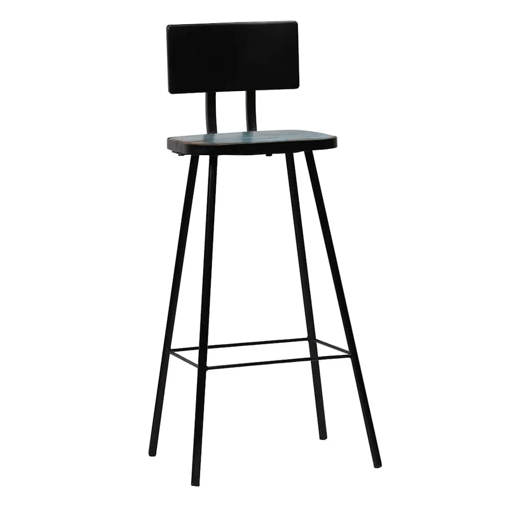 Bar Stools Brown 2 Piece Reclaimed Wood Industrial Kitchen Counter Chairs with Footrest
