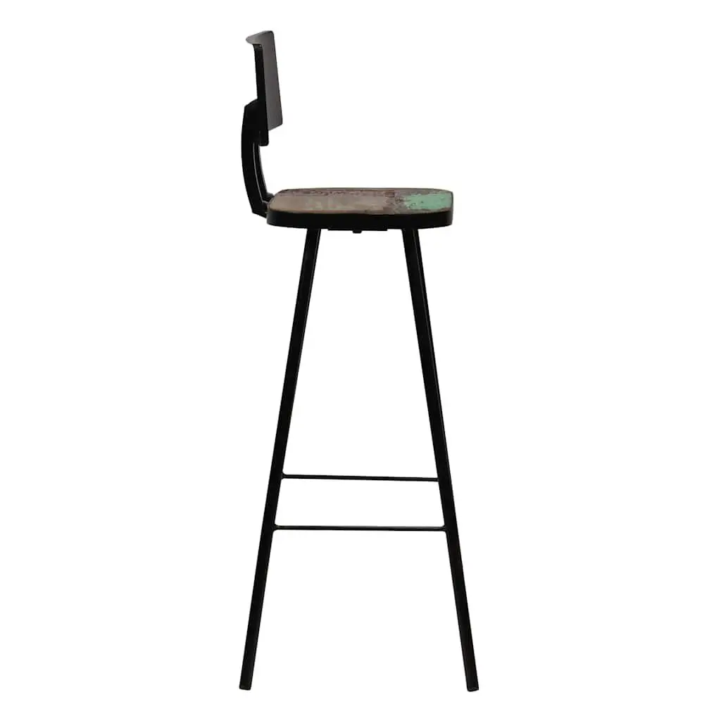 Bar Stools Brown 2 Piece Reclaimed Wood Industrial Kitchen Counter Chairs with Footrest