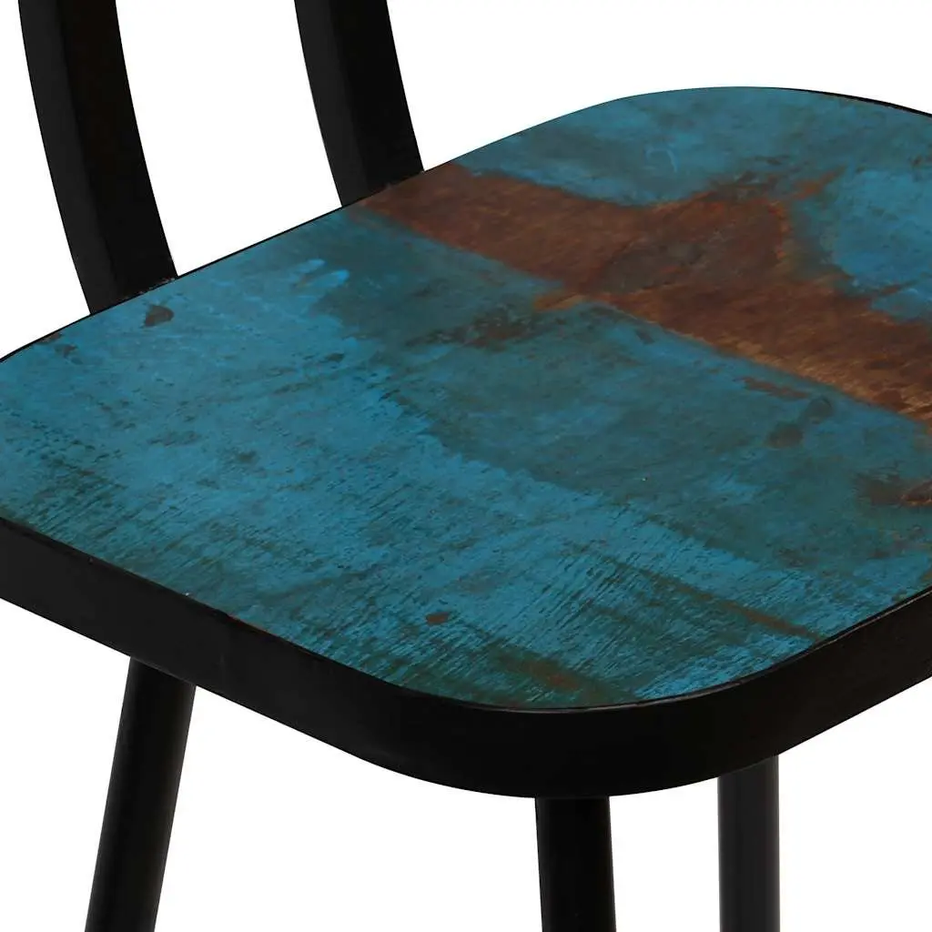 Bar Stools Brown 2 Piece Reclaimed Wood Industrial Kitchen Counter Chairs with Footrest