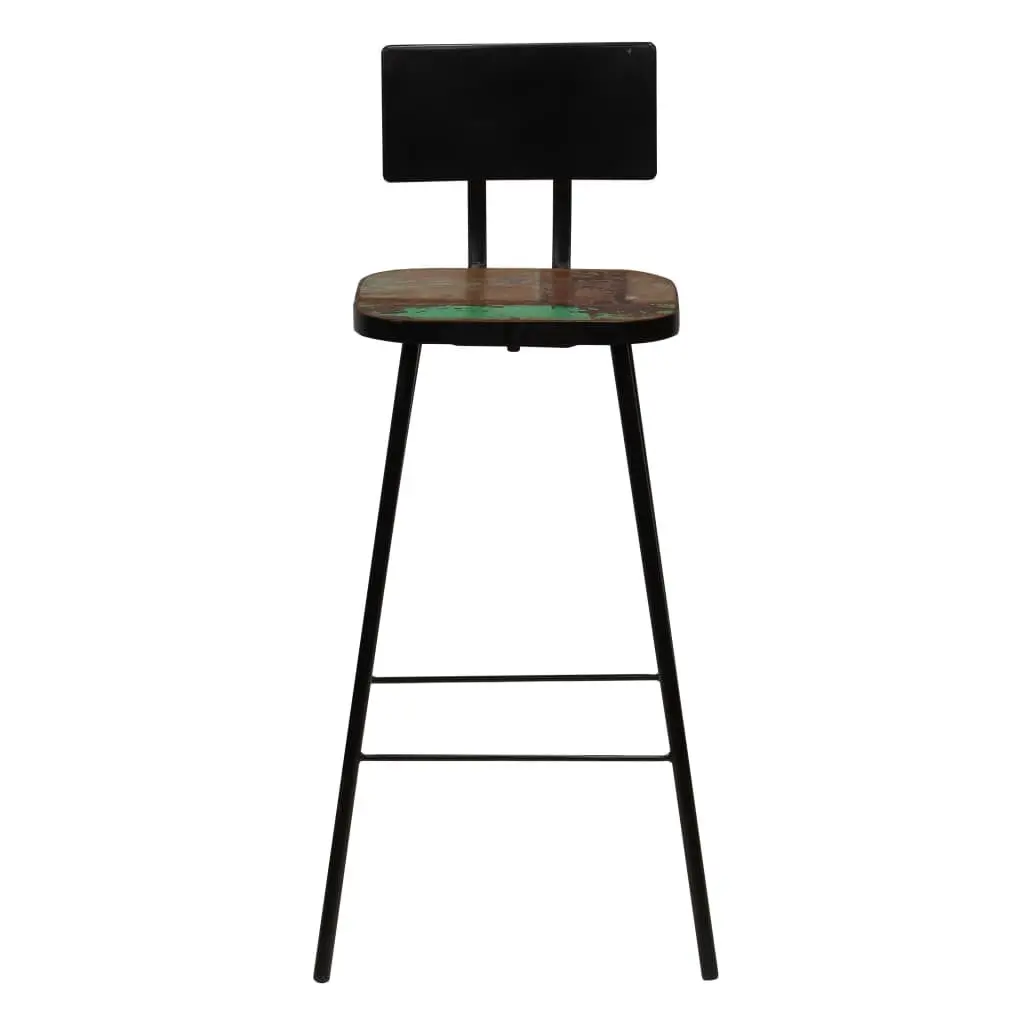 Bar Stools Brown 4 Piece Reclaimed Wood Industrial Style Kitchen Counter Seating