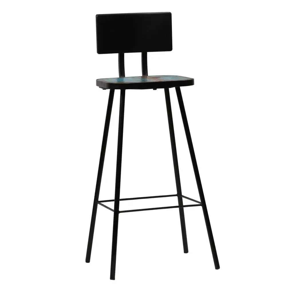Bar Stools Brown 4 Piece Reclaimed Wood Industrial Style Kitchen Counter Seating