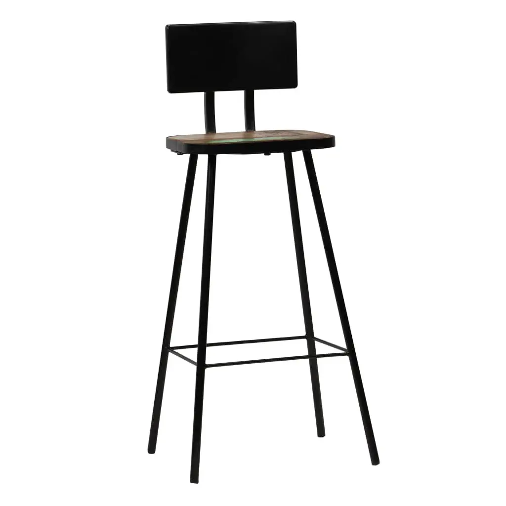 Bar Stools Brown 4 Piece Reclaimed Wood Industrial Style Kitchen Counter Seating