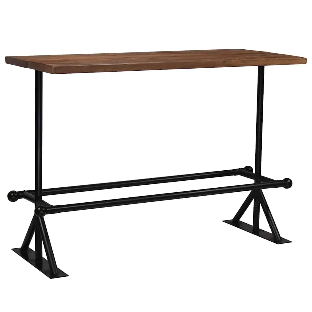 Bar Set Brown 7 Piece Solid Reclaimed Wood Industrial Retro Style Table Chairs