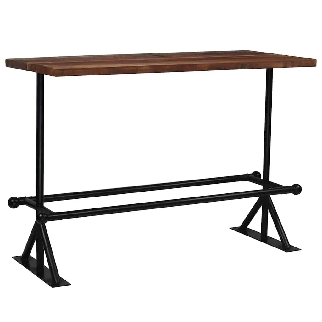 Bar Set Brown 7 Piece Solid Reclaimed Wood Industrial Retro Style Table Chairs