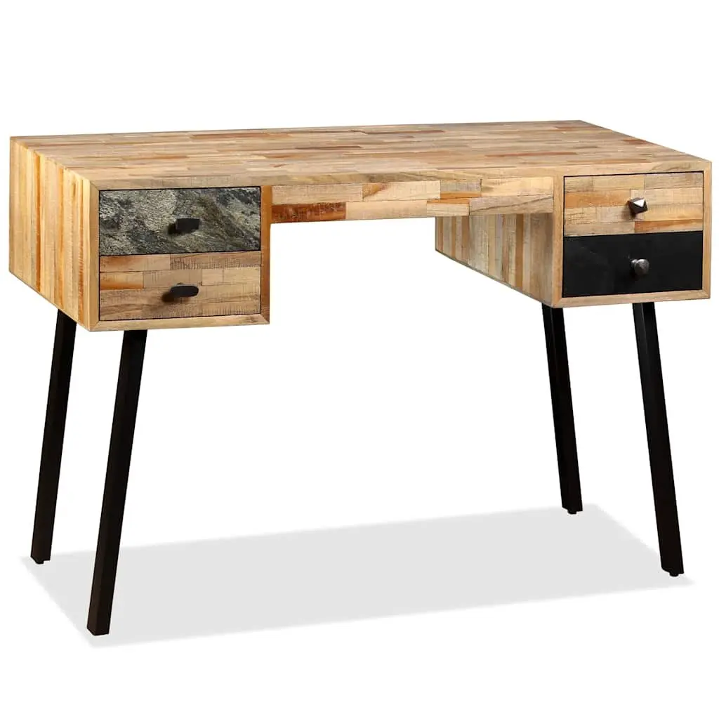 Writing Desk Multicolour 110x50x76 cm Solid Reclaimed Teak Vintage Style Home Office Study Table