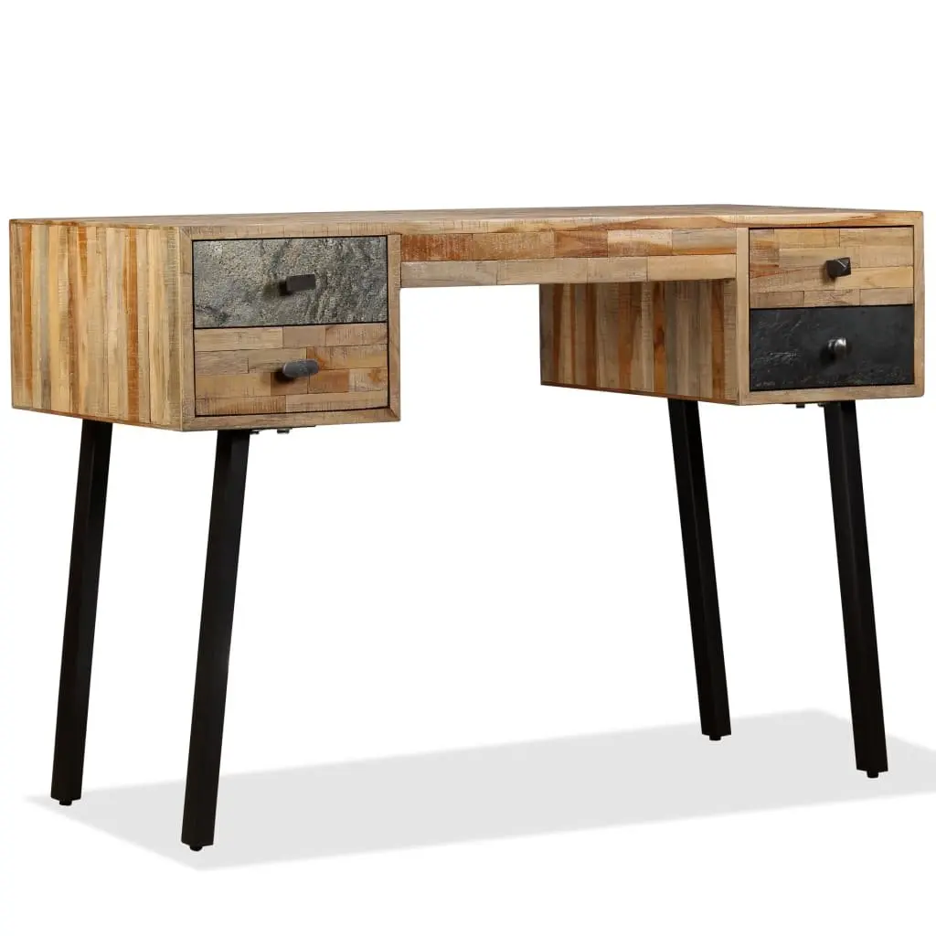 Writing Desk Multicolour 110x50x76 cm Solid Reclaimed Teak Vintage Style Home Office Study Table