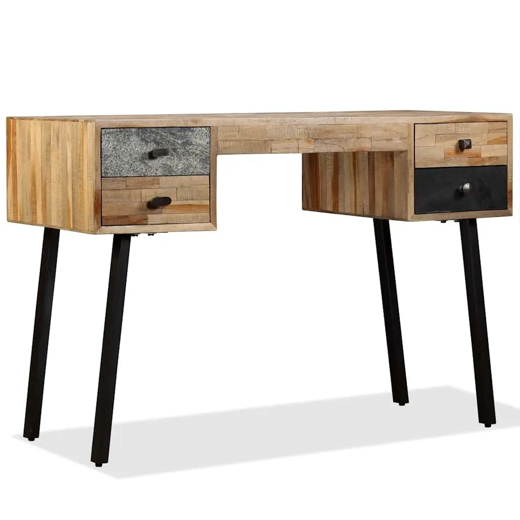 Writing Desk Multicolour 110x50x76 cm Solid Reclaimed Teak Vintage Style Home Office Study Table