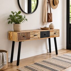 Concise Vintage Console Table 120x30x76cm Teak