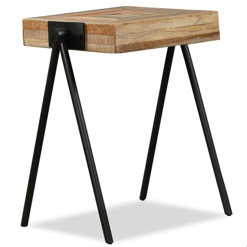 End Table Multicolour Reclaimed Solid Wood Industrial Style with Steel Legs