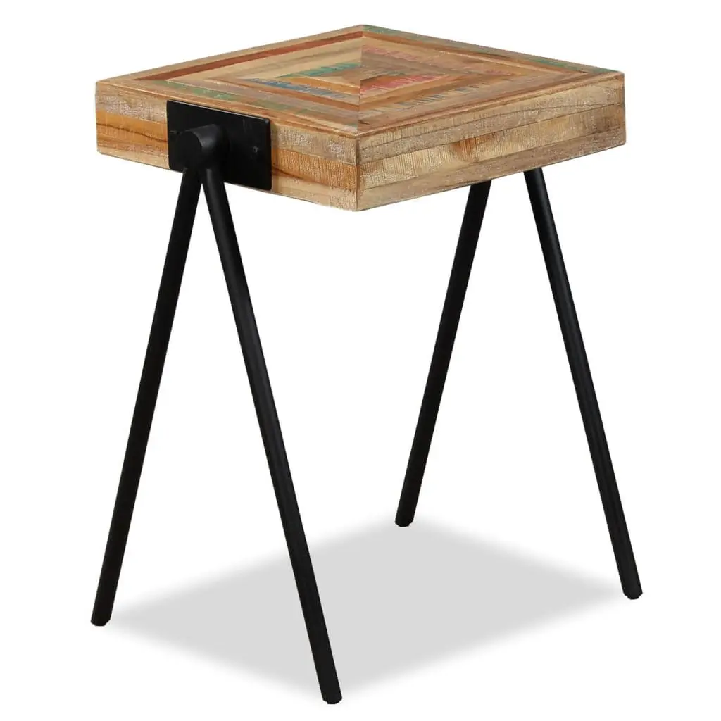 End Table Multicolour Reclaimed Solid Wood Industrial Style with Steel Legs