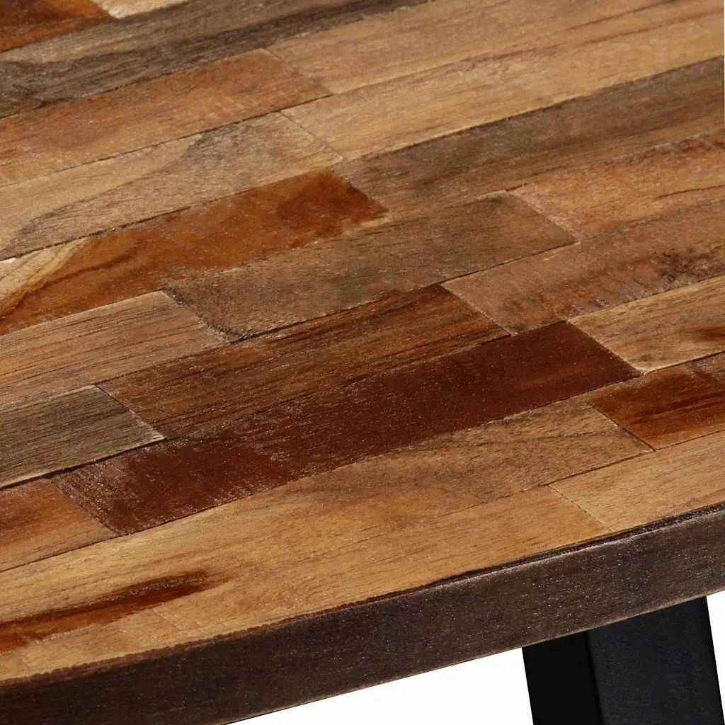 Oval Coffee Table Brown Reclaimed Teak Solid Wood with Steel Legs