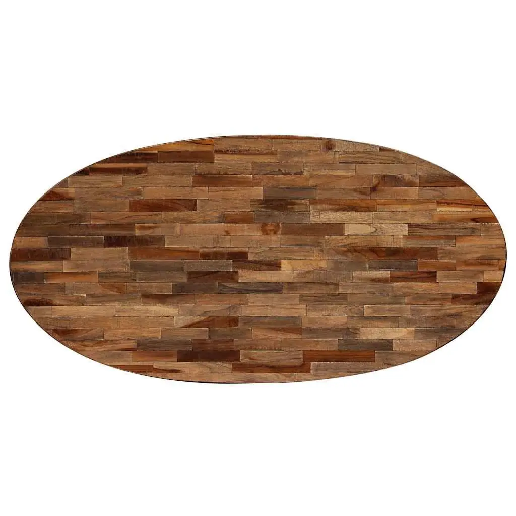 Oval Coffee Table Brown Reclaimed Teak Solid Wood with Steel Legs
