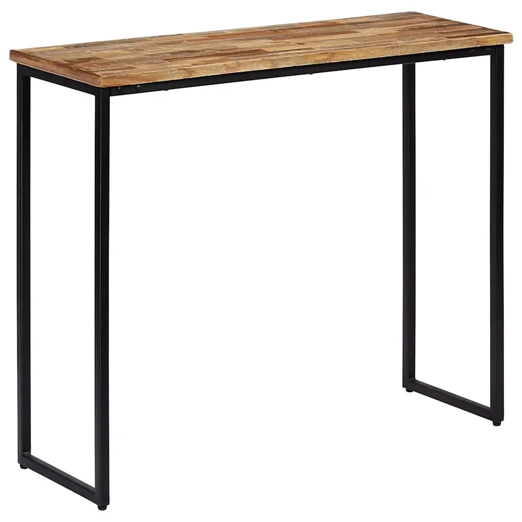 Console Table Brown Solid Reclaimed Teak Steel Legs Living Room Decor