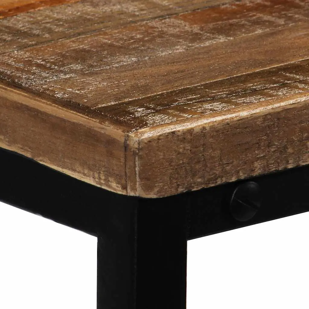 Console Table Brown Solid Reclaimed Teak Steel Legs Living Room Decor