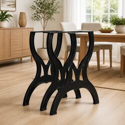 Cast Iron X-Frame Table Legs 2 pcs Industrial Dining Furniture Support Heavy