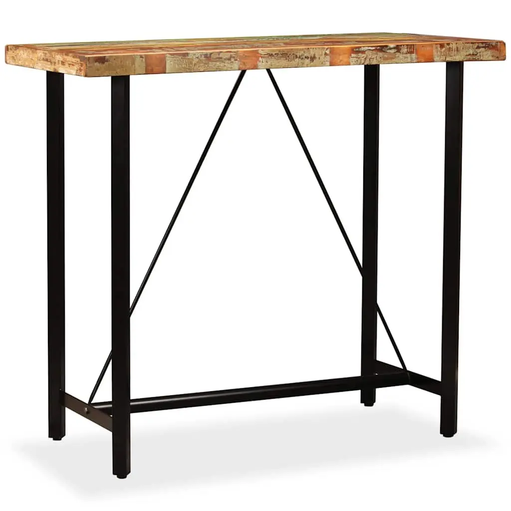 Bar Table Brown 120x60x107 cm Solid Reclaimed Wood Industrial Style Dining Kitchen Furniture