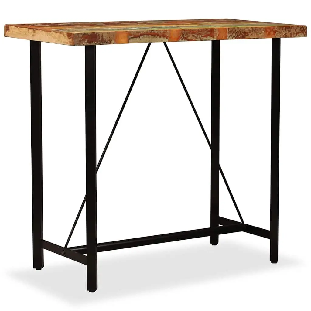 Bar Table Brown 120x60x107 cm Solid Reclaimed Wood Industrial Style Dining Kitchen Furniture