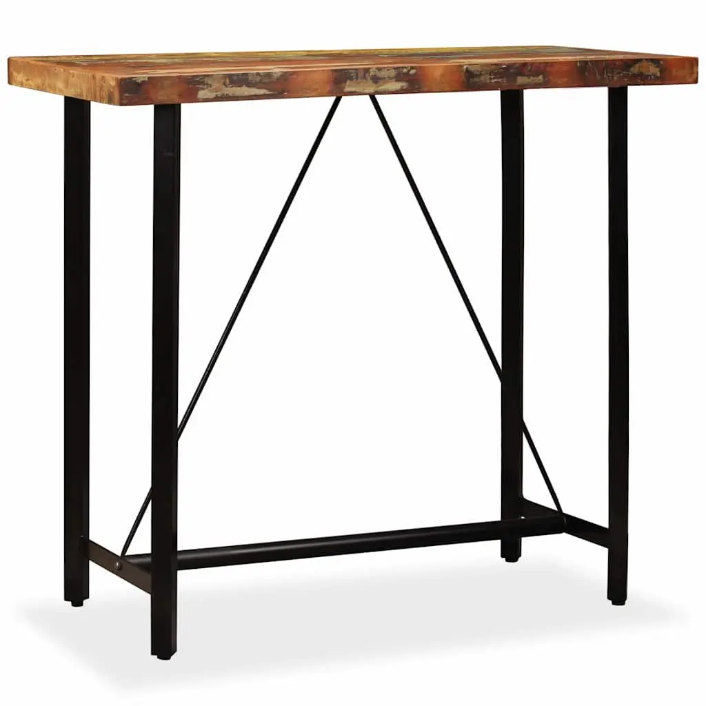 Bar Table Brown 120x60x107 cm Solid Reclaimed Wood Industrial Style Dining Kitchen Furniture