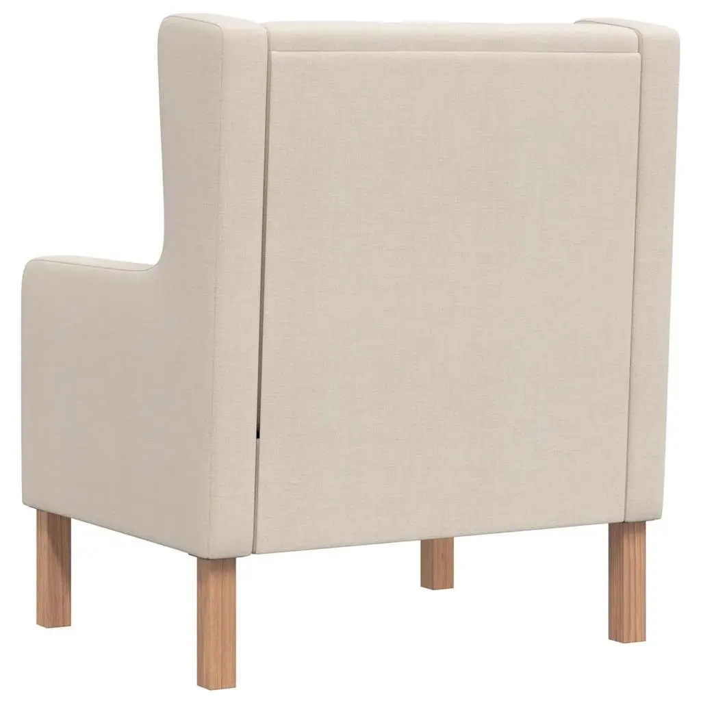 Armchair White Foam Padded Upholstered Wooden Frame Living Room Seating