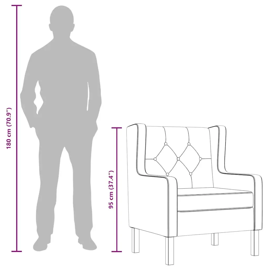 Armchair White Foam Padded Upholstered Wooden Frame Living Room Seating