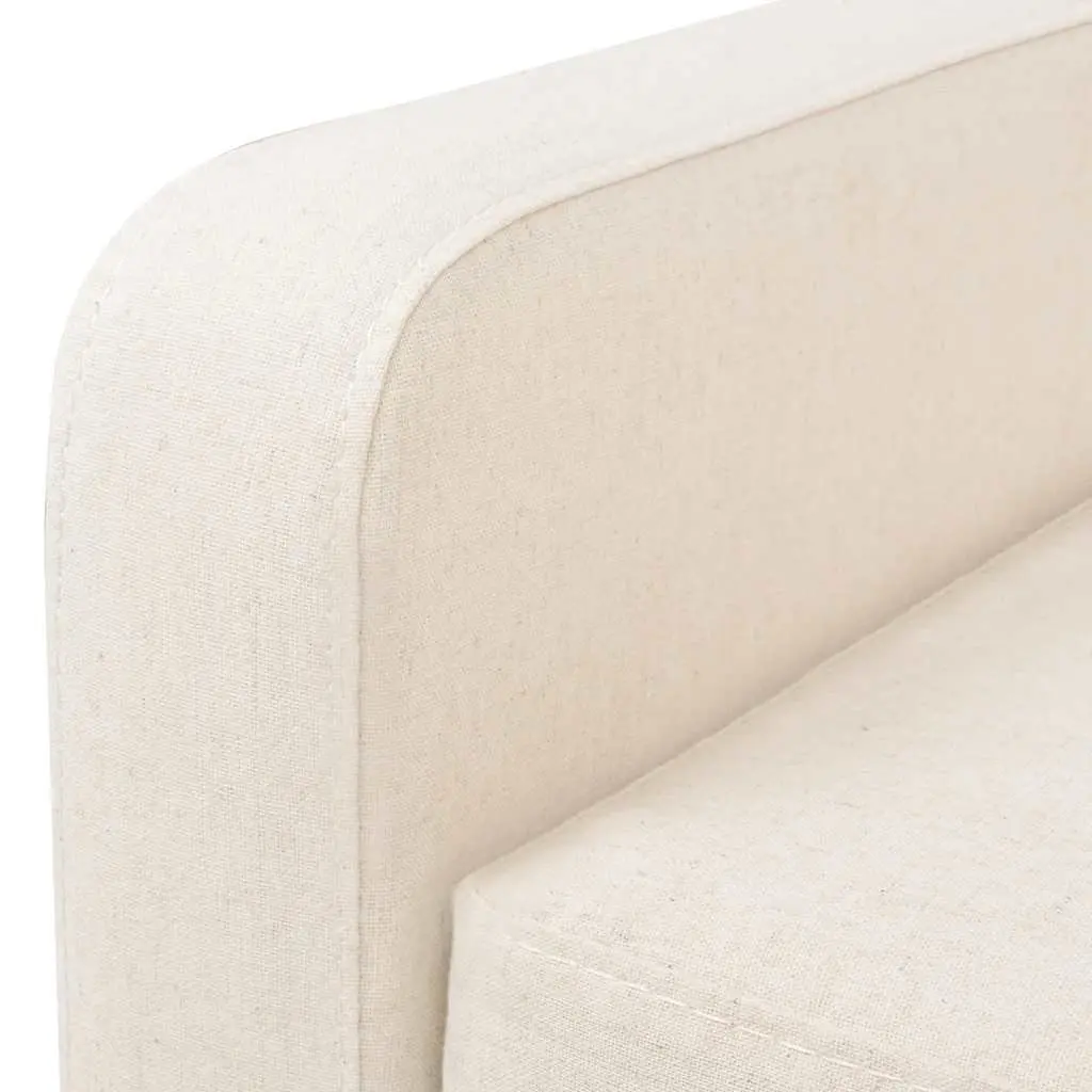 3-Seater Sofa White Fabric Living Room Couch Lounge Settee Home Furniture