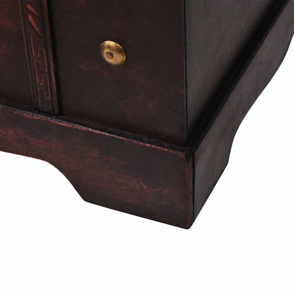 Vintage Wooden Storage Chest Brown Antique Style Treasure Box Latch Closure