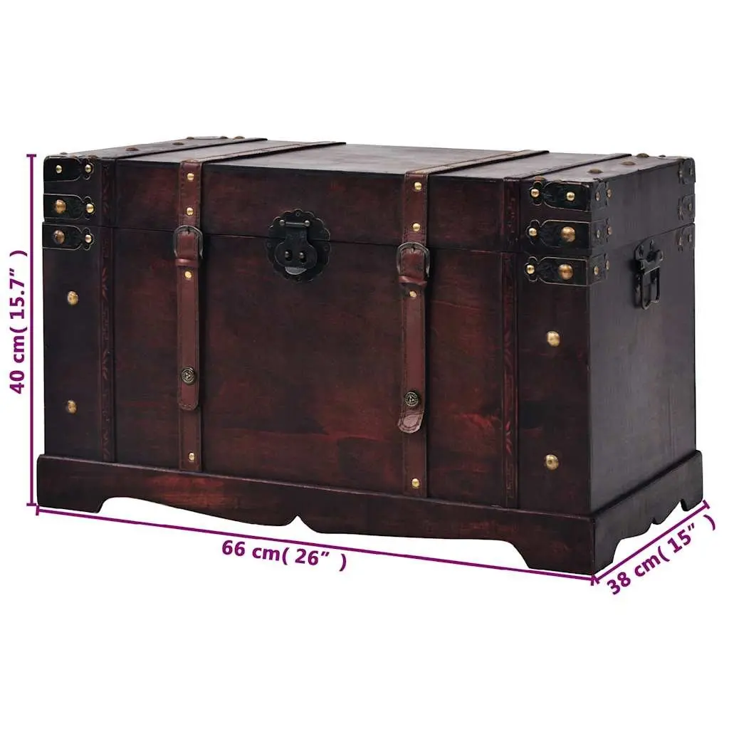 Vintage Wooden Storage Chest Brown Antique Style Treasure Box Latch Closure