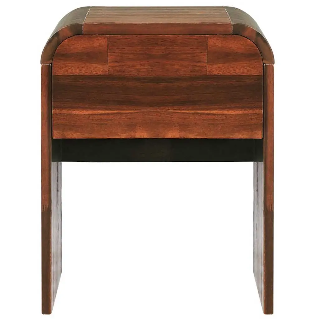 Bedside Table Brown Solid Wood with Drawer Bedroom Storage Cabinet