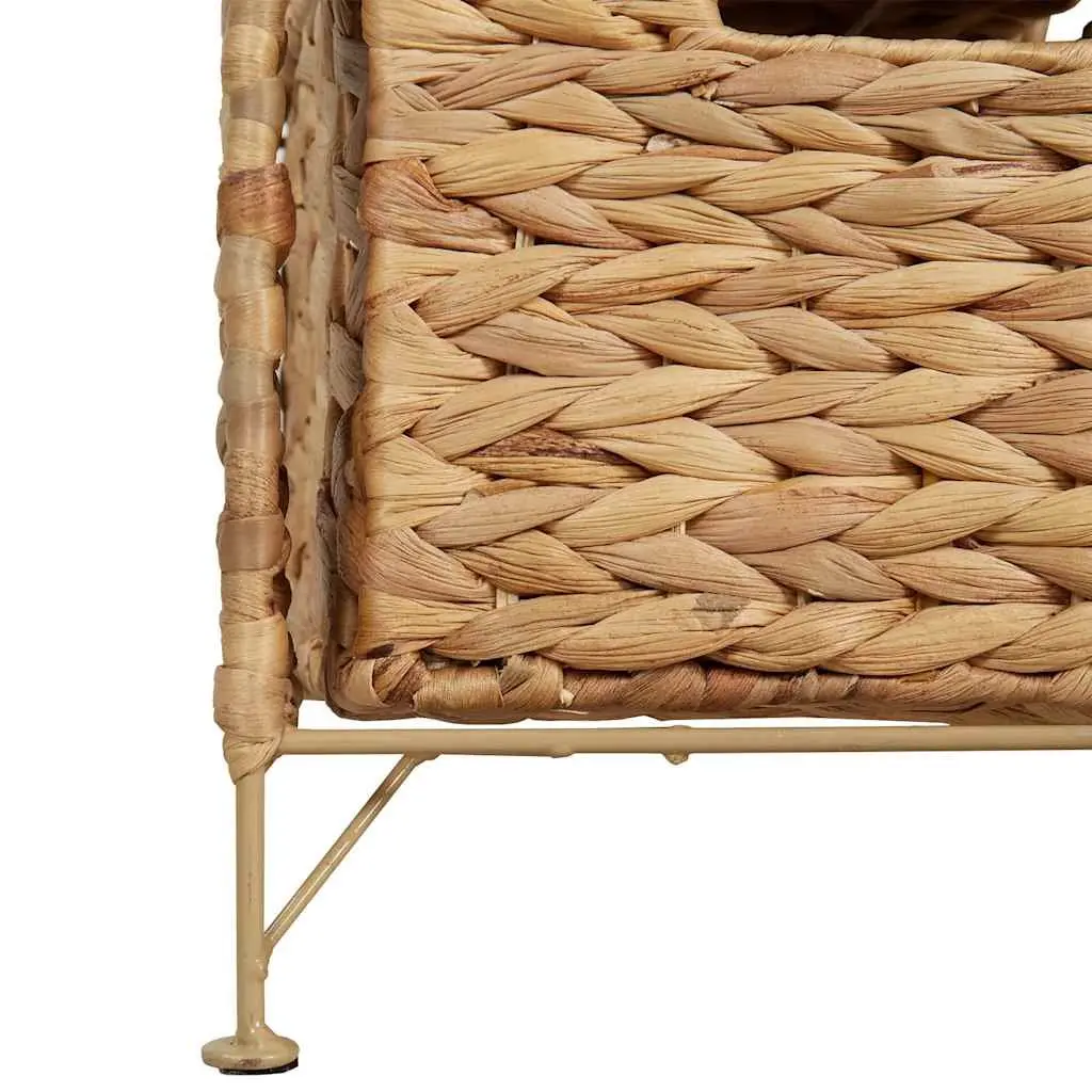 Storage Cabinet Brown 6 Drawer Organizer Water Hyacinth Metal Frame