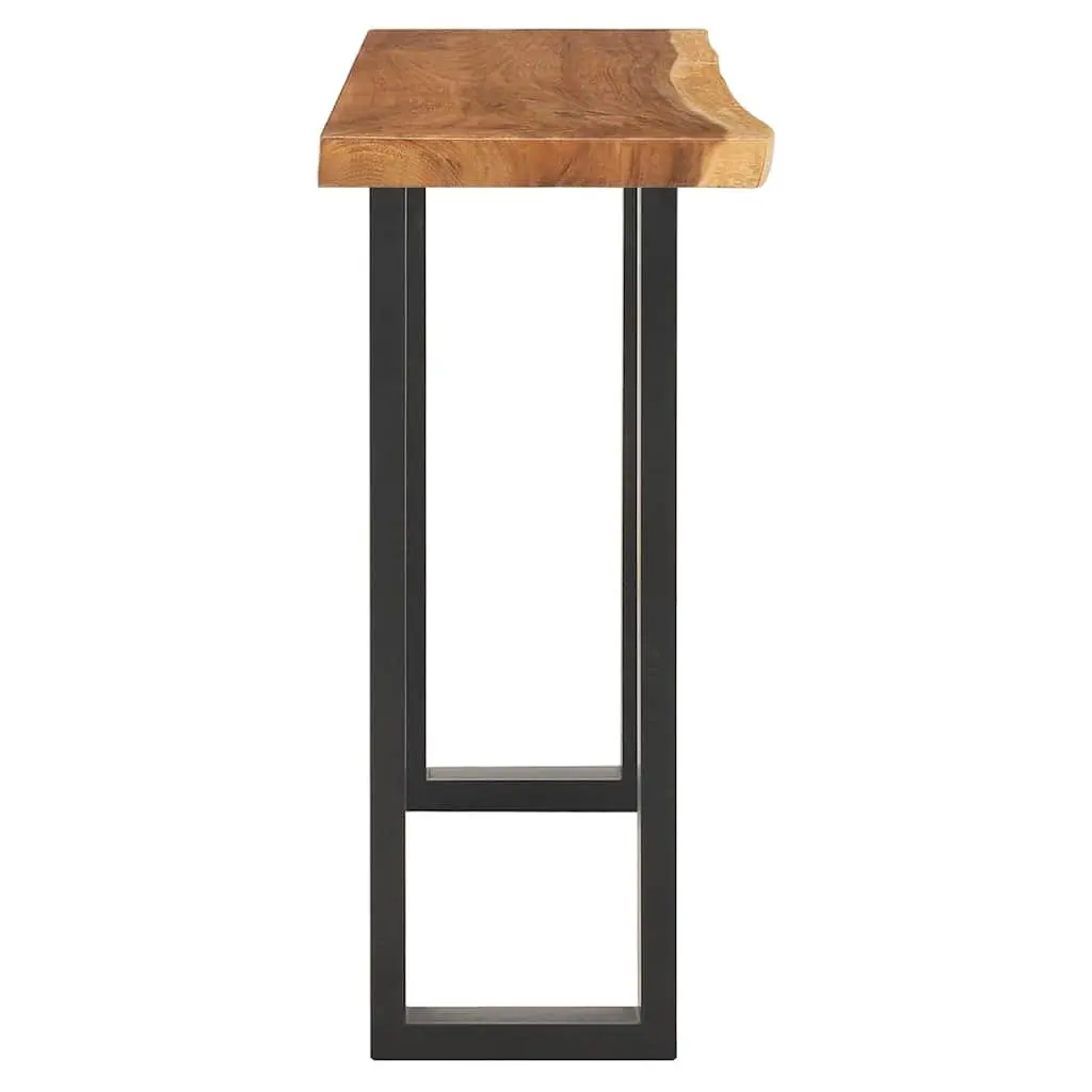 Console Table Brown 110x35x75 cm Solid Suar Wood with Natural Live Edges and Steel Frame