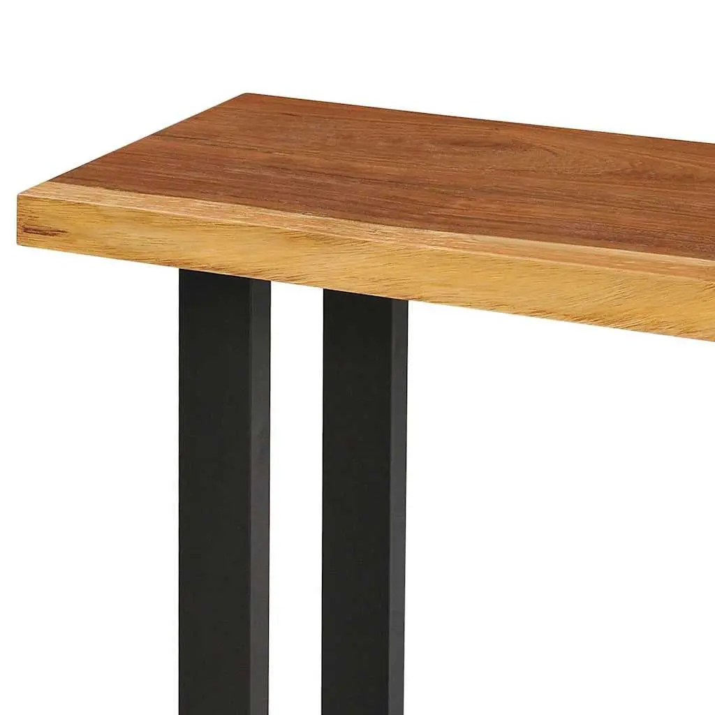 Console Table Brown 110x35x75 cm Solid Suar Wood with Natural Live Edges and Steel Frame