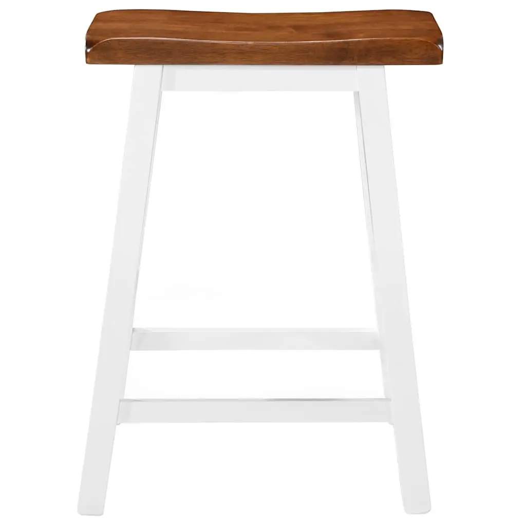 Bar Stools Brown Solid Wood 2 Piece Kitchen Counter Dining Chairs Set