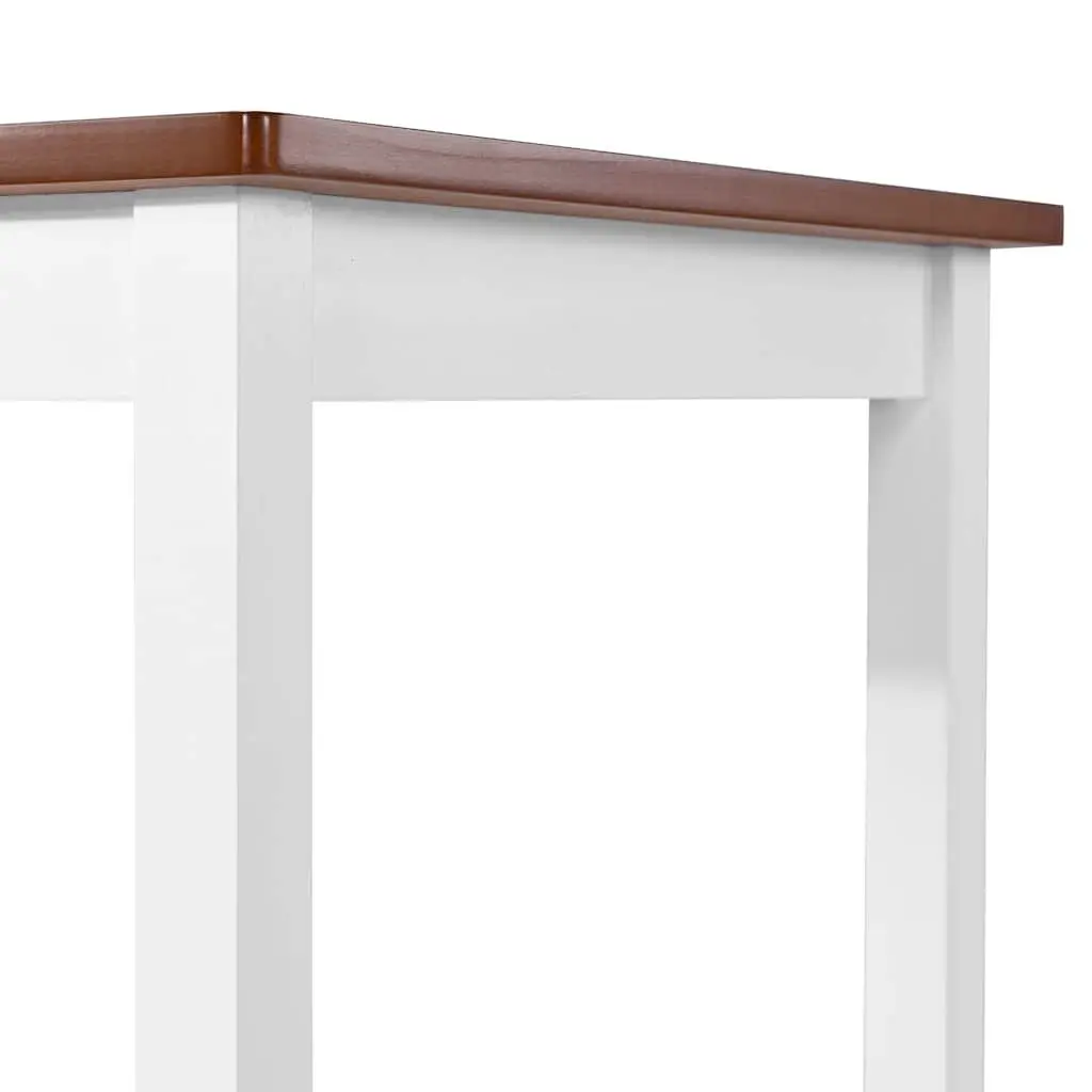 Bar Table and Stool Set Brown 3 Piece MDF Top Solid Wood Legs Easy to Clean