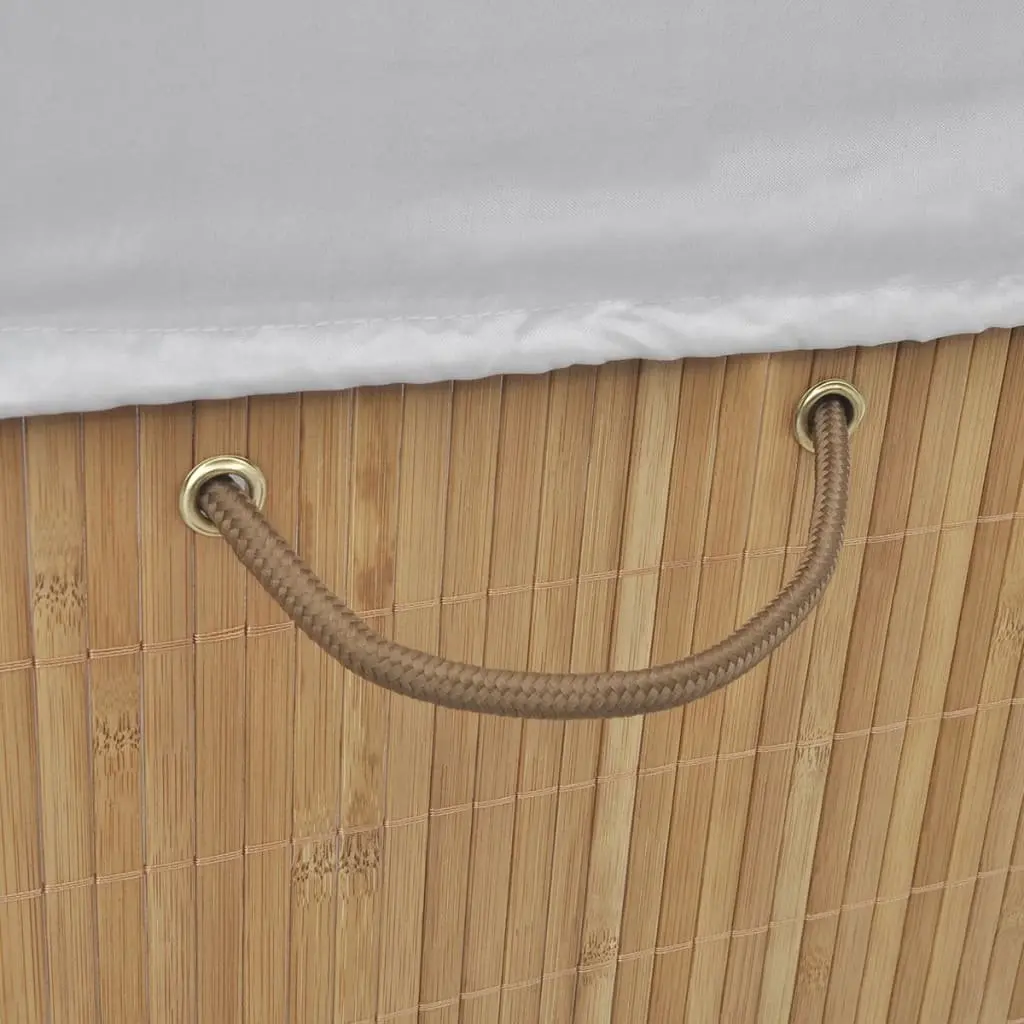 Bamboo Laundry Bin Brown Rectangular Removable Interior Liner with Handles