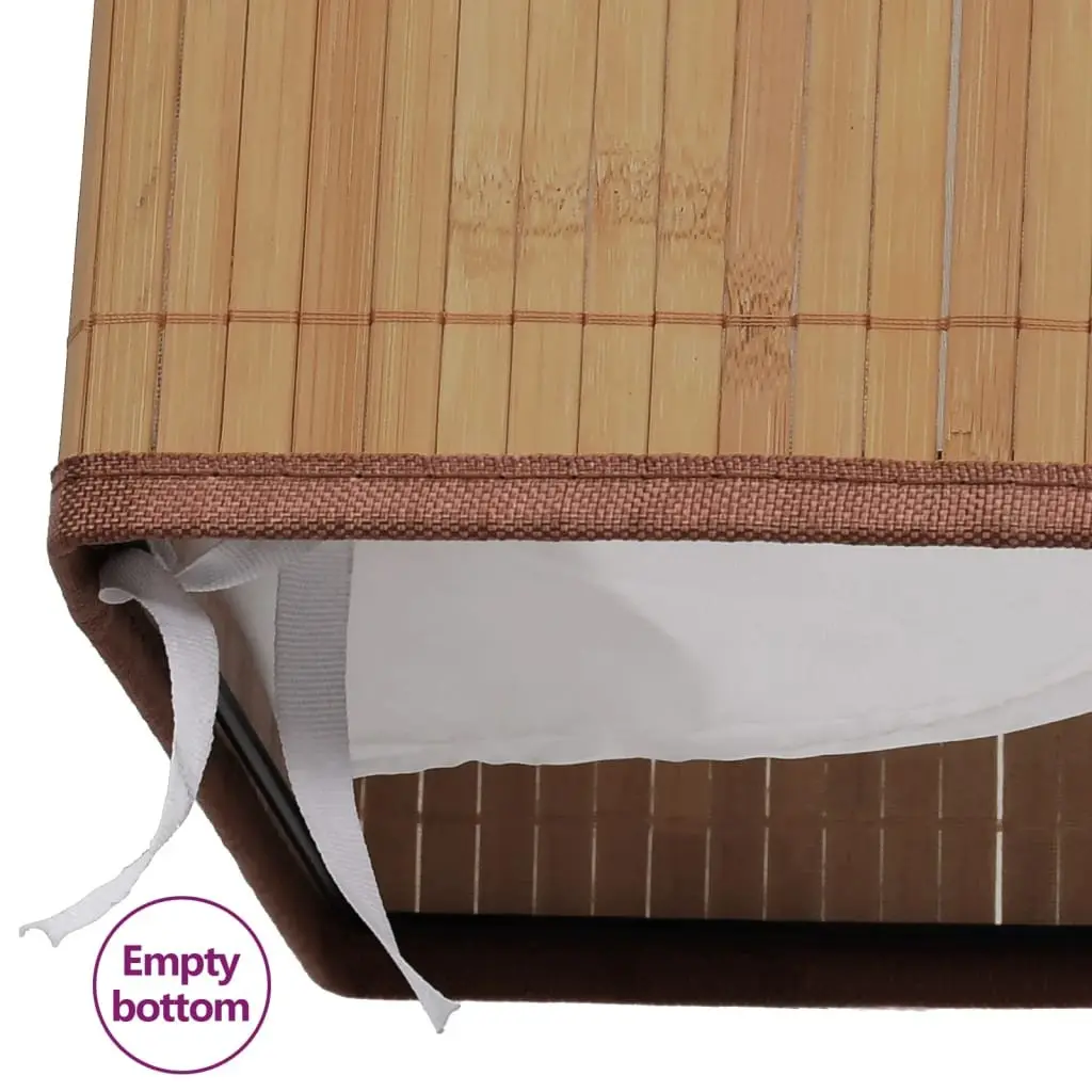Bamboo Laundry Bin Brown Rectangular Removable Interior Liner with Handles