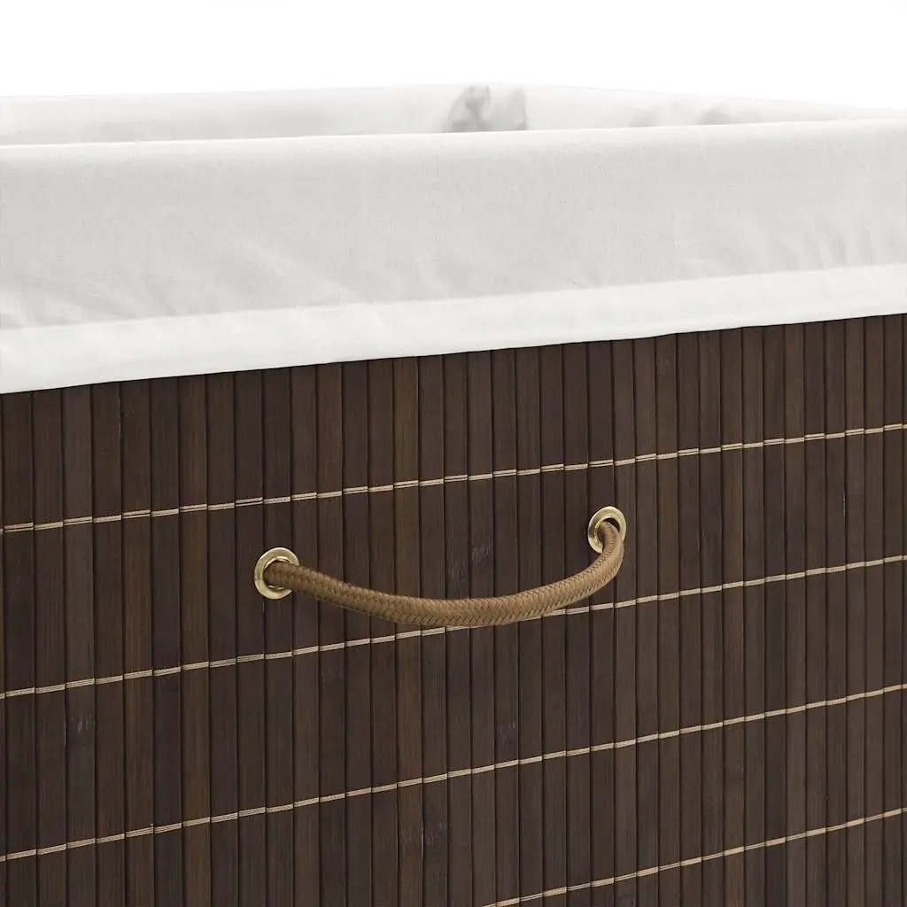 Bamboo Laundry Bin Brown Rectangular Removable Liner with Handles