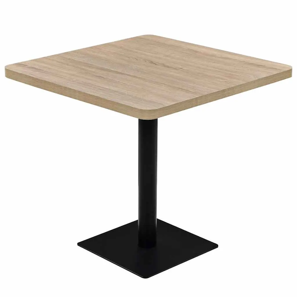 Bistro Dining Table Beige 80x80cm Grain Top Steel Support