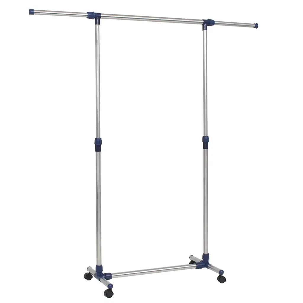 Clothes Rack Silver Adjustable Height Rolling Castors Stainless Steel Frame
