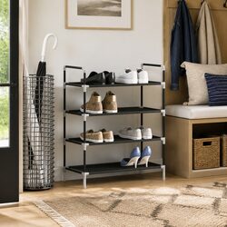 4-Shelf Shoe Rack in Black Metal