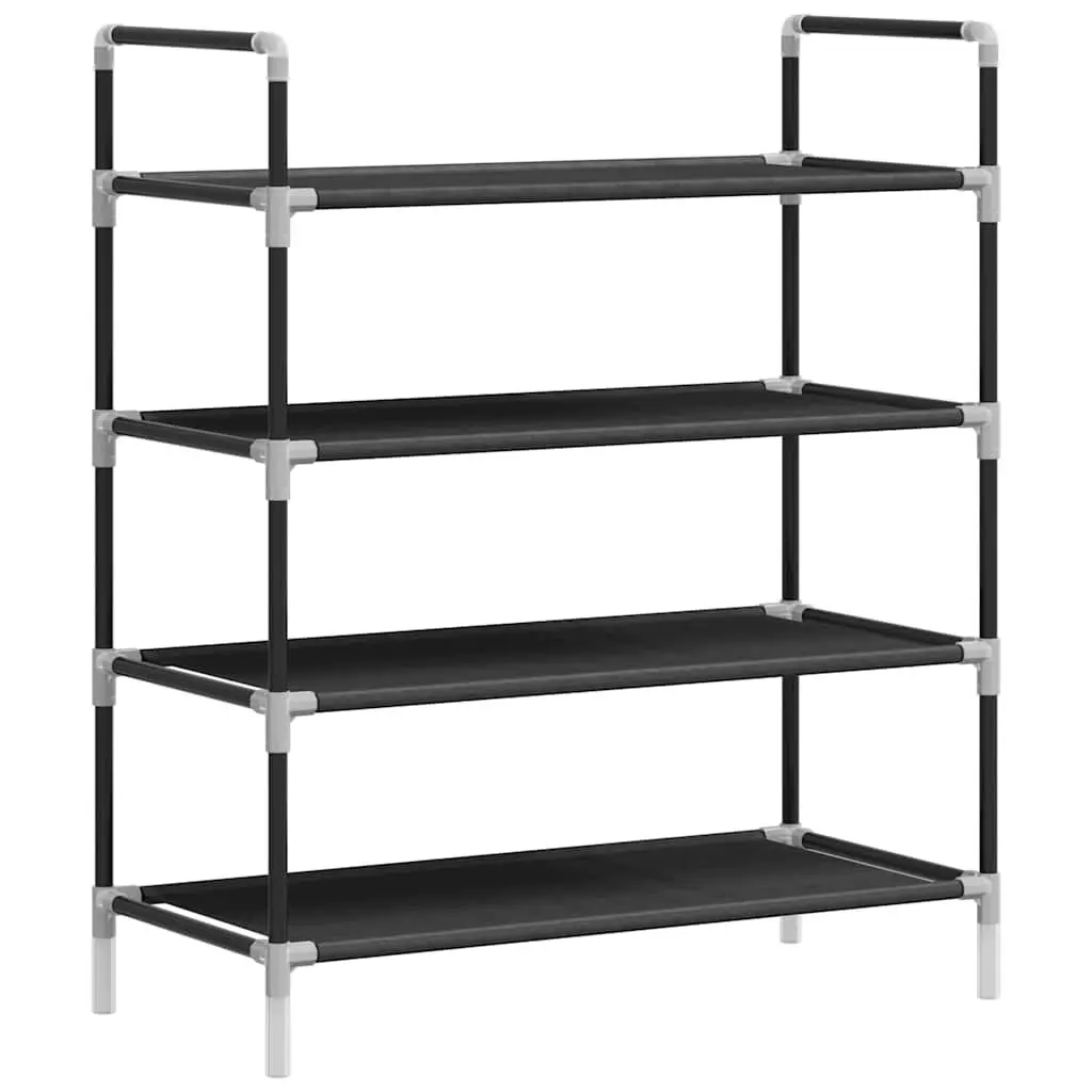 Shoe Rack Black 4 Shelf Storage Organiser Metal Frame Non-woven Fabric