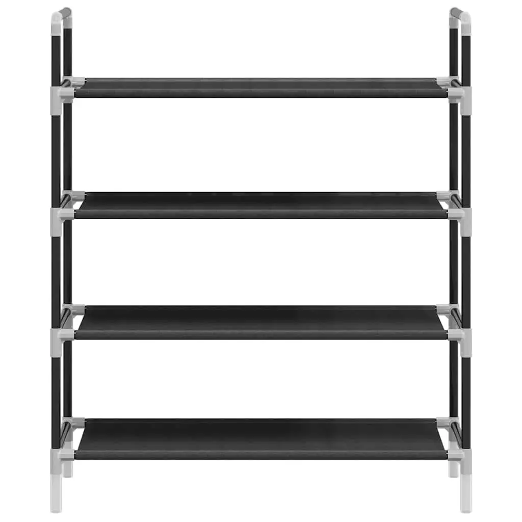 Shoe Rack Black 4 Shelf Storage Organiser Metal Frame Non-woven Fabric