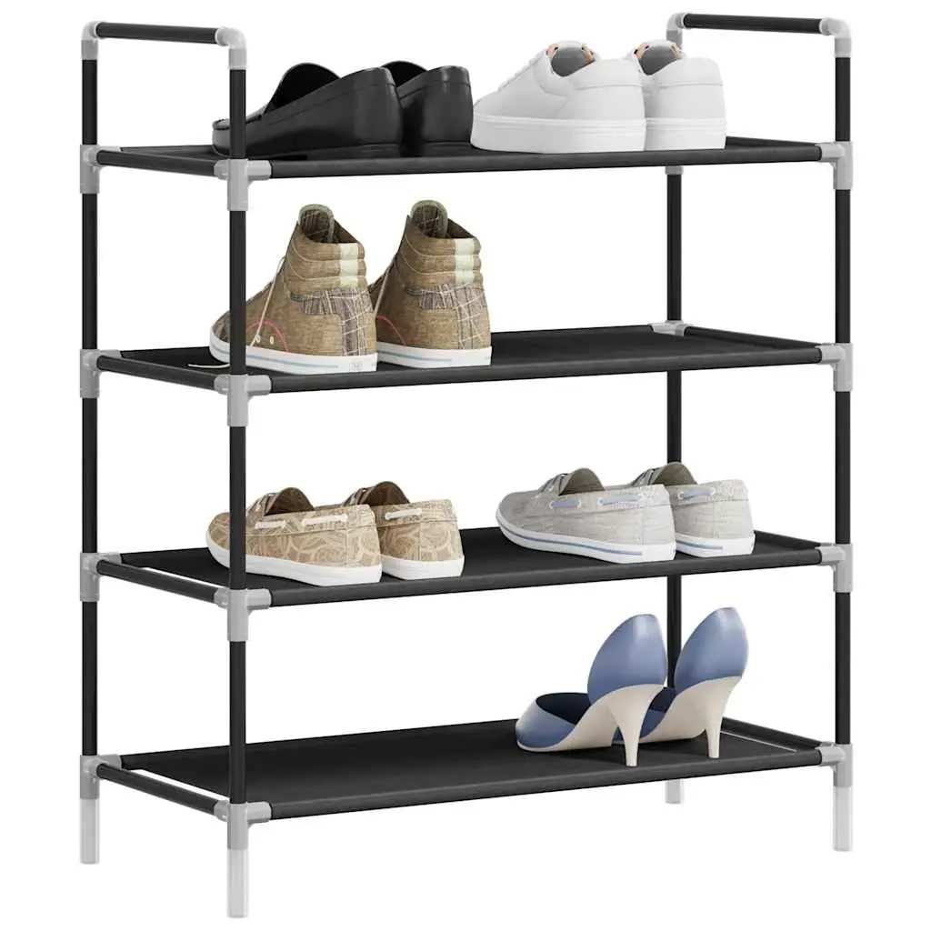 Shoe Rack Black 4 Shelf Storage Organiser Metal Frame Non-woven Fabric