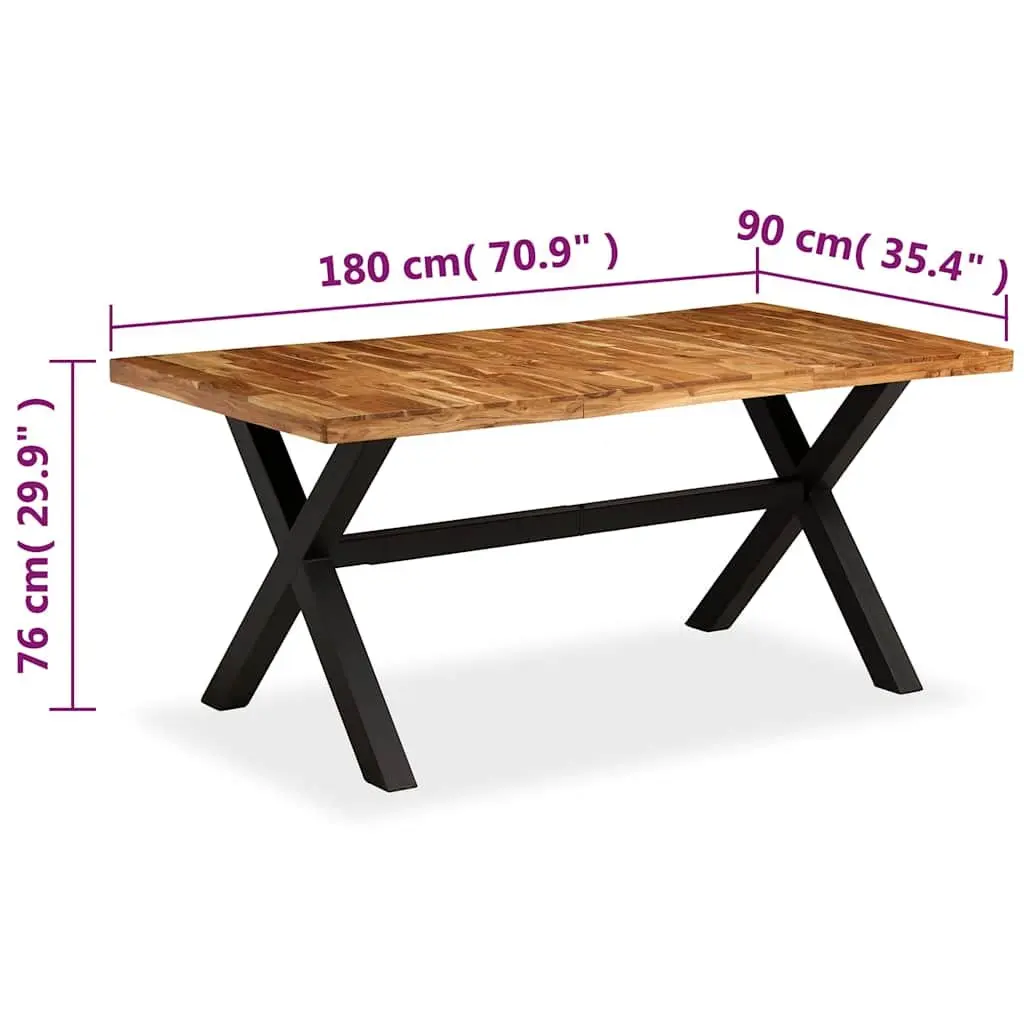 Dining Table Brown 180x90x76 cm Solid Acacia Mango Wood Handmade Construction