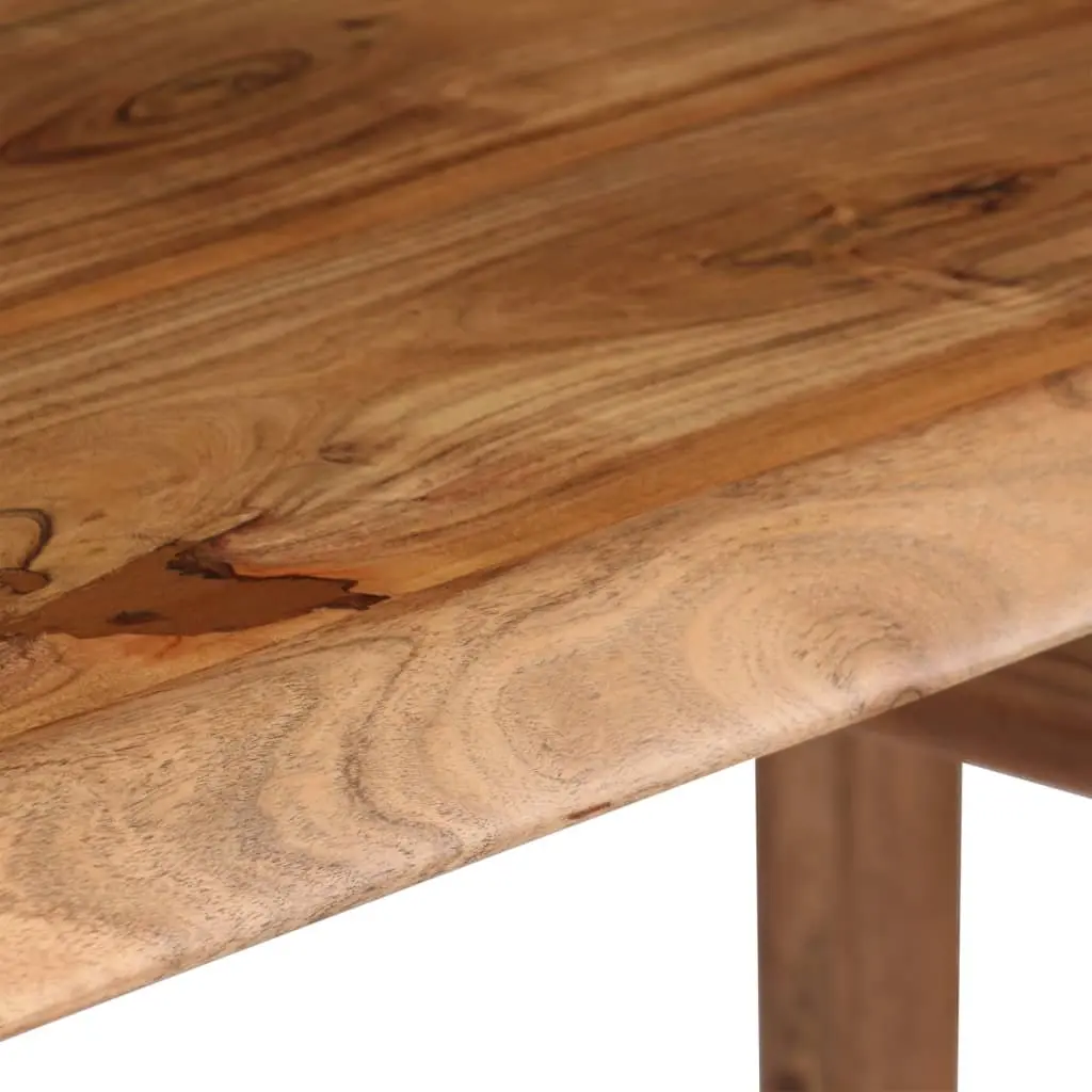 Writing Desk Brown Solid Acacia Wood Unique Overlapped Drawer Vintage Style