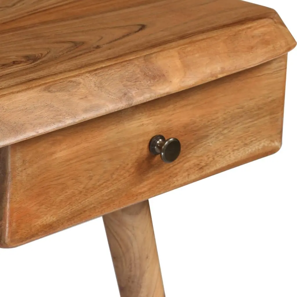 Writing Desk Brown Solid Acacia Wood Unique Overlapped Drawer Vintage Style