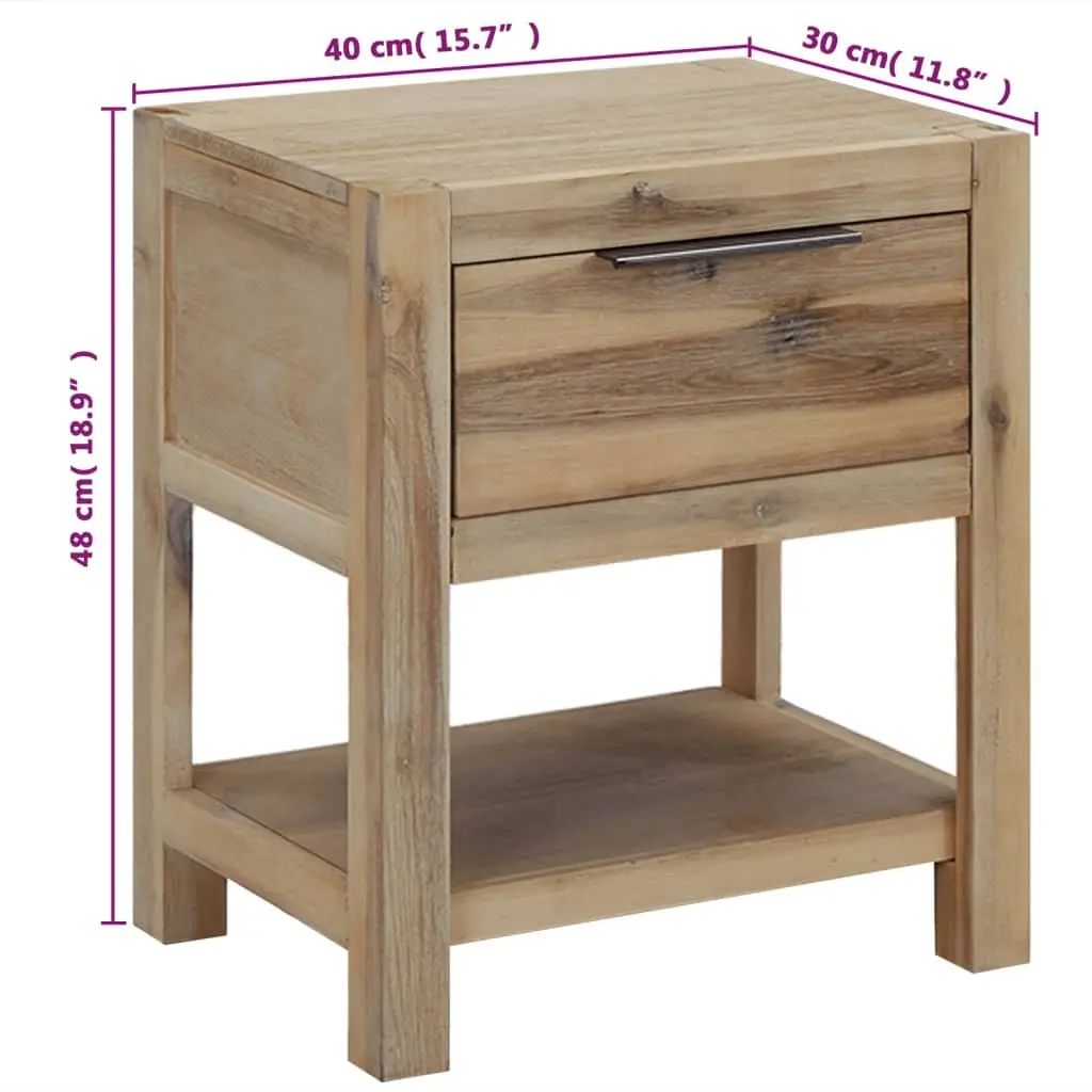 Bedside Table Brown 40x30x48 Solid Wood with Drawer and Shelf