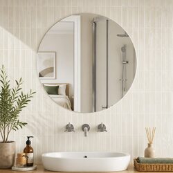 Round Glass Wall Mirror 70cm Silver Home Decor Bedroom Living Room